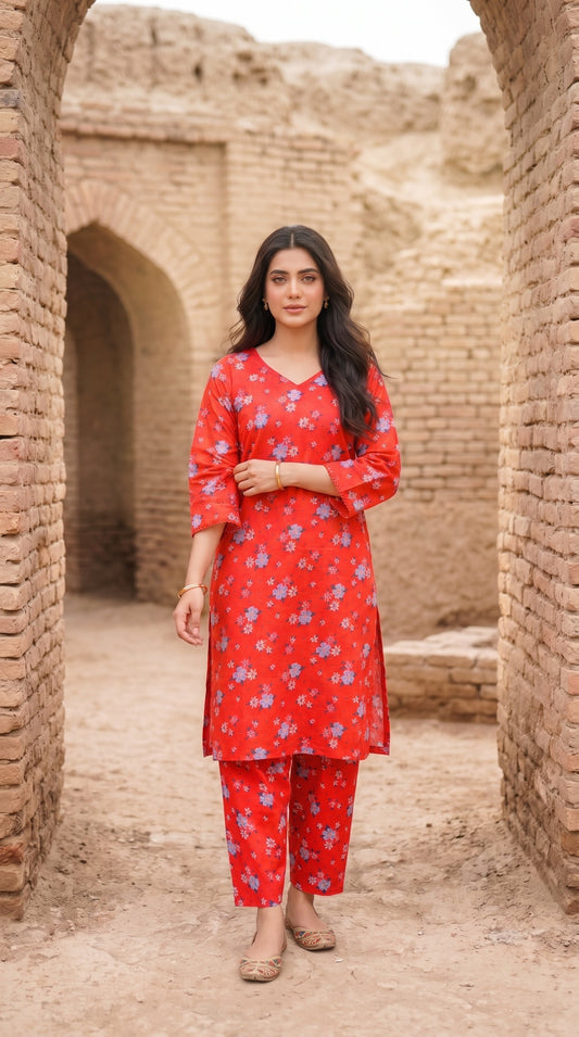 Women's Unstitched Printed Poly Lawn 2 Piece Suit – Scarlet Blossom