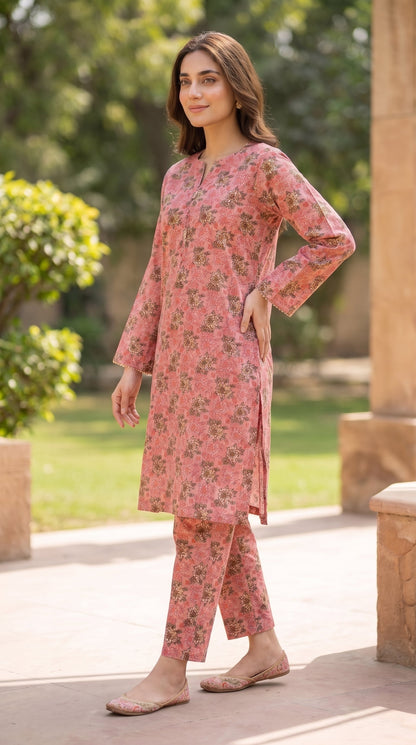 2 Piece Printed Banadora Lawn Unstitched Suit - Blush Bloom