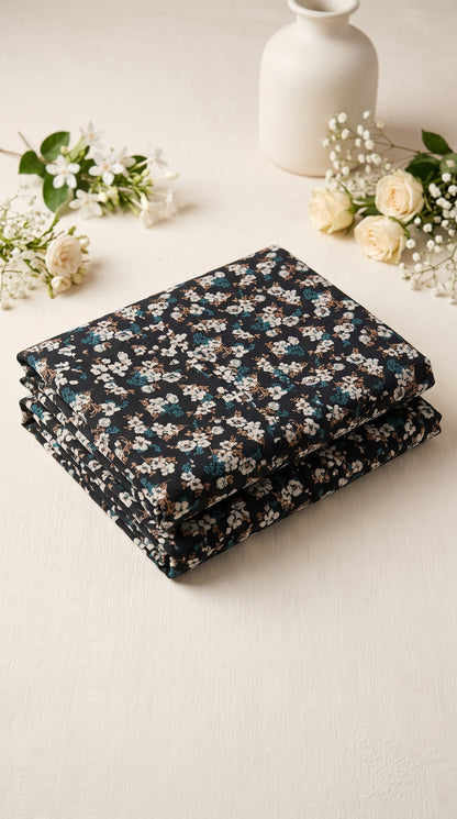 2 Piece Printed Banadora Lawn Unstitched Suit - Midnight Blossom