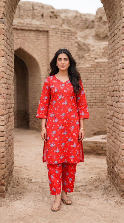 Women's Unstitched Printed Poly Lawn 2 Piece Suit –  Scarlet Blossom
