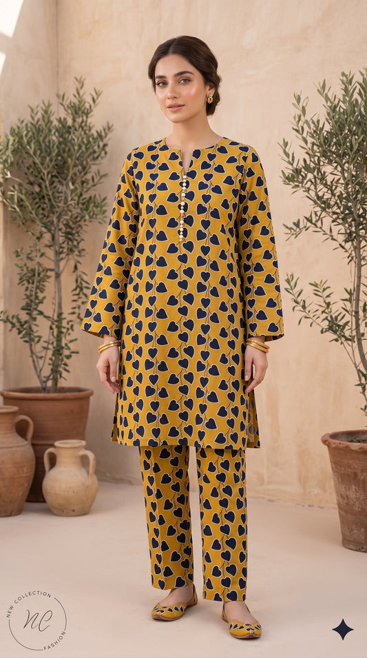 2 Piece Printed Banadora Lawn Unstitched Suit - Honey Glow