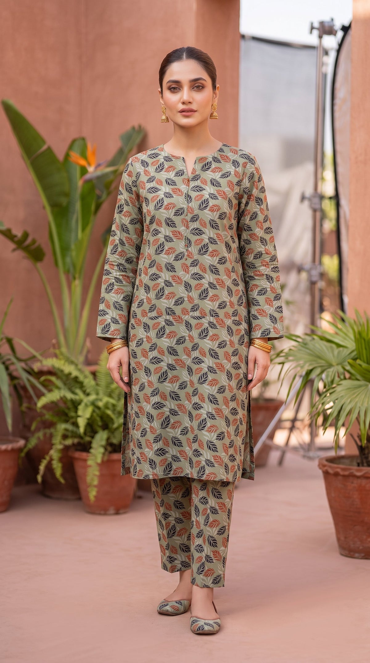 2 Piece Printed Banadora Lawn Unstitched Suit - Sage Leaves