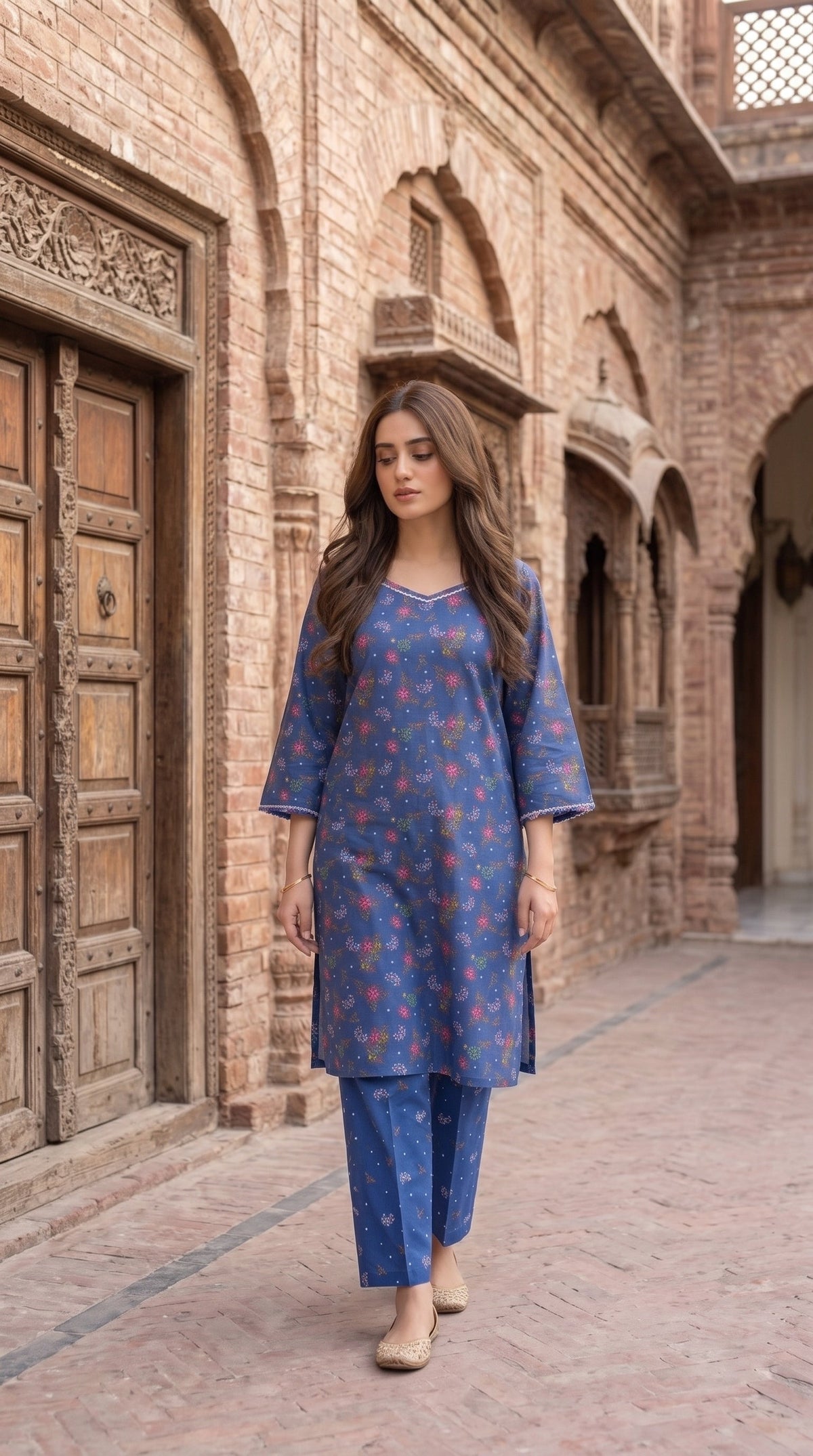 Women's Unstitched Printed Poly Lawn 2 Piece Suit –  Royal Sapphire Bloom