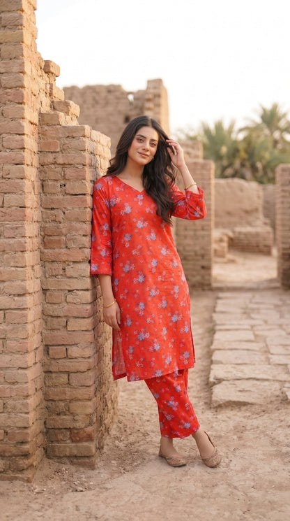 Women's Unstitched Printed Poly Lawn 2 Piece Suit –  Scarlet Blossom