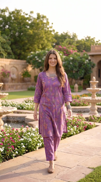 Women's Unstitched Printed Poly Lawn 2 Piece Suit –  Royal Violet