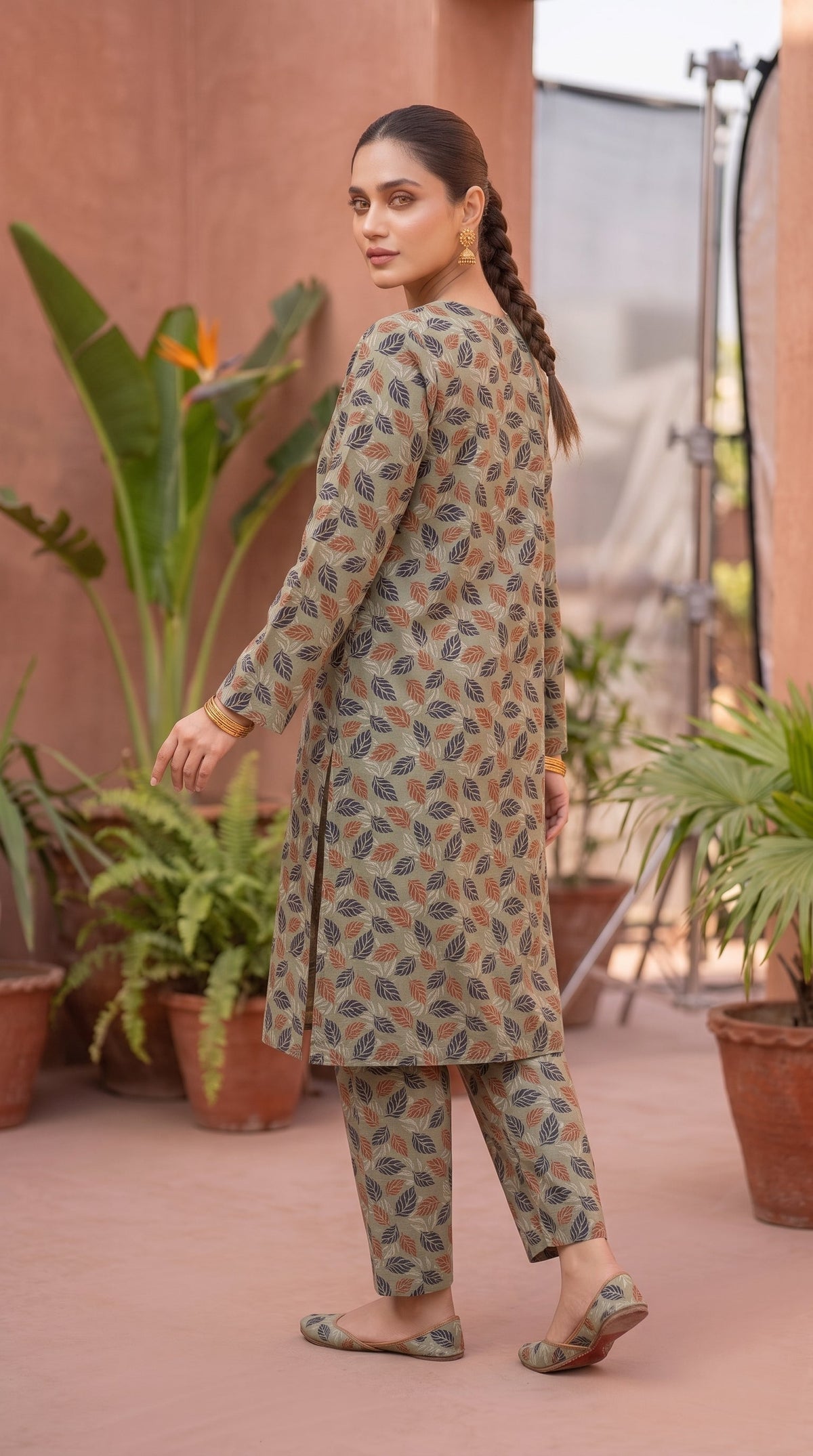 2 Piece Printed Banadora Lawn Unstitched Suit - Sage Leaves