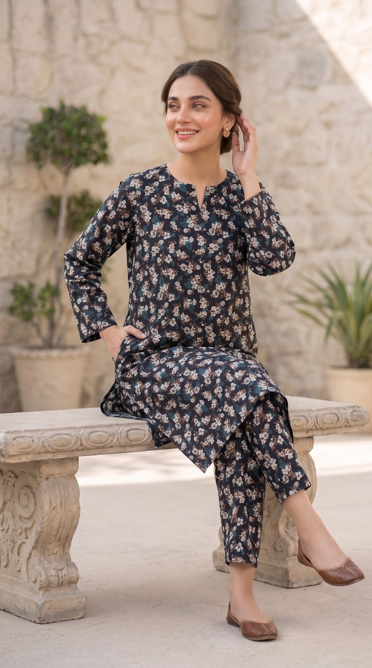 2 Piece Printed Banadora Lawn Unstitched Suit - Midnight Blossom