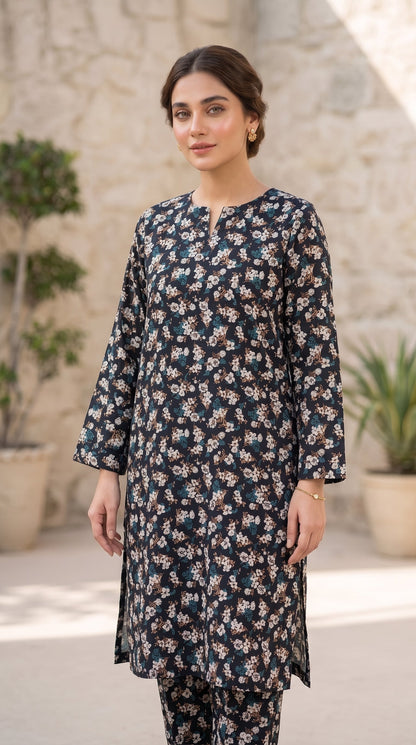 2 Piece Printed Banadora Lawn Unstitched Suit - Midnight Blossom