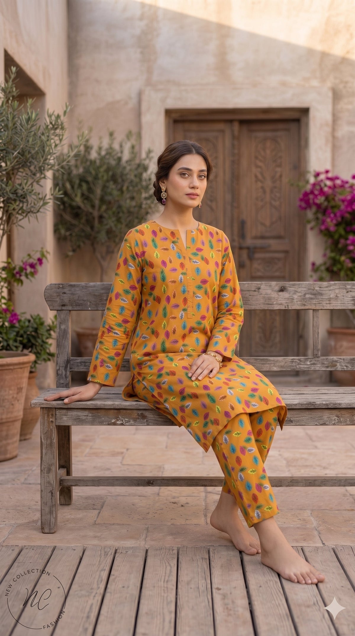 2 Piece Printed Banadora Lawn Unstitched Suit - Golden Autumn