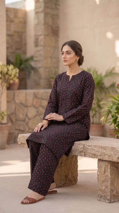 2 Piece Printed Banadora Lawn Unstitched Suit - Scarlet Charm