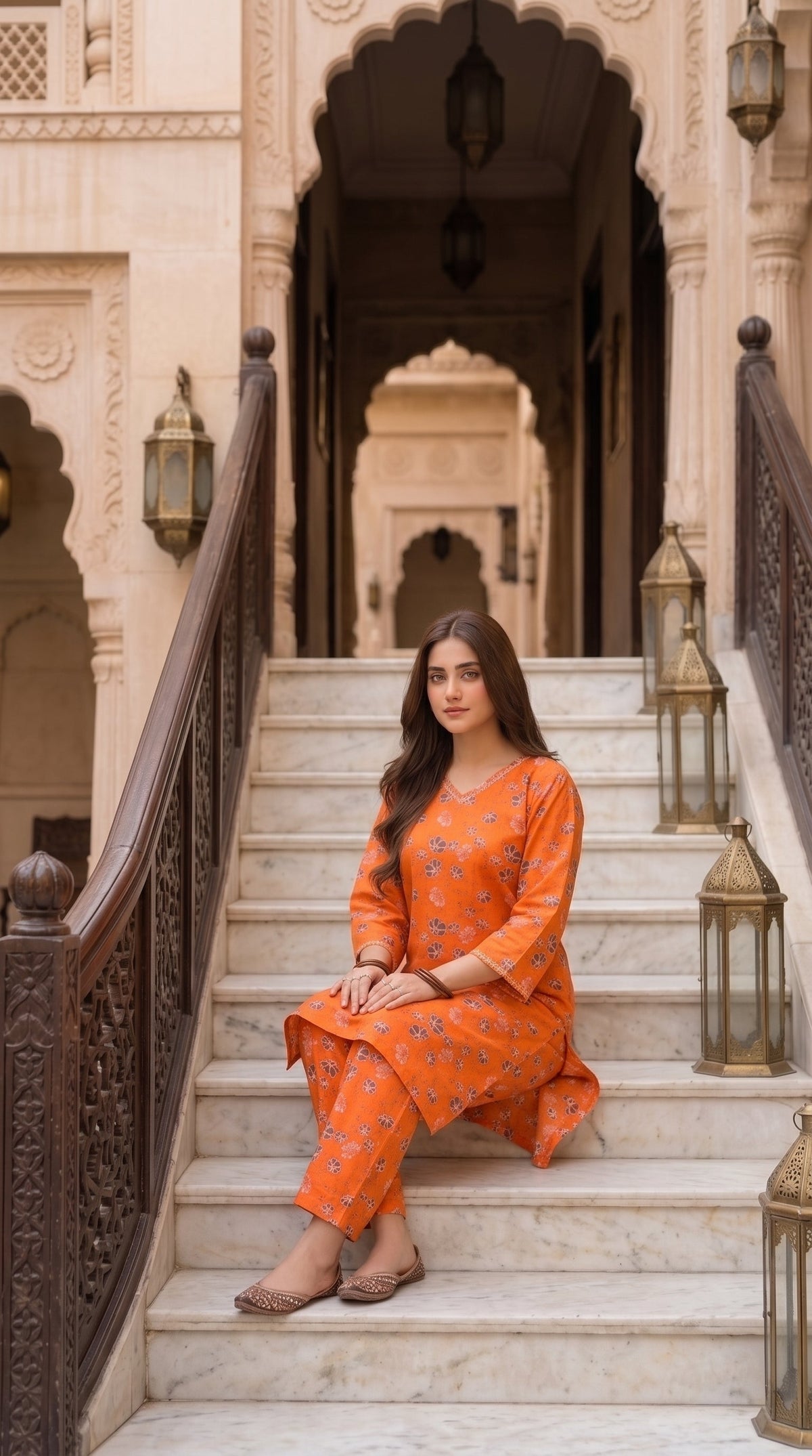 Women's Unstitched Printed Poly Lawn 2 Piece Suit –  Coral Blossom Charm